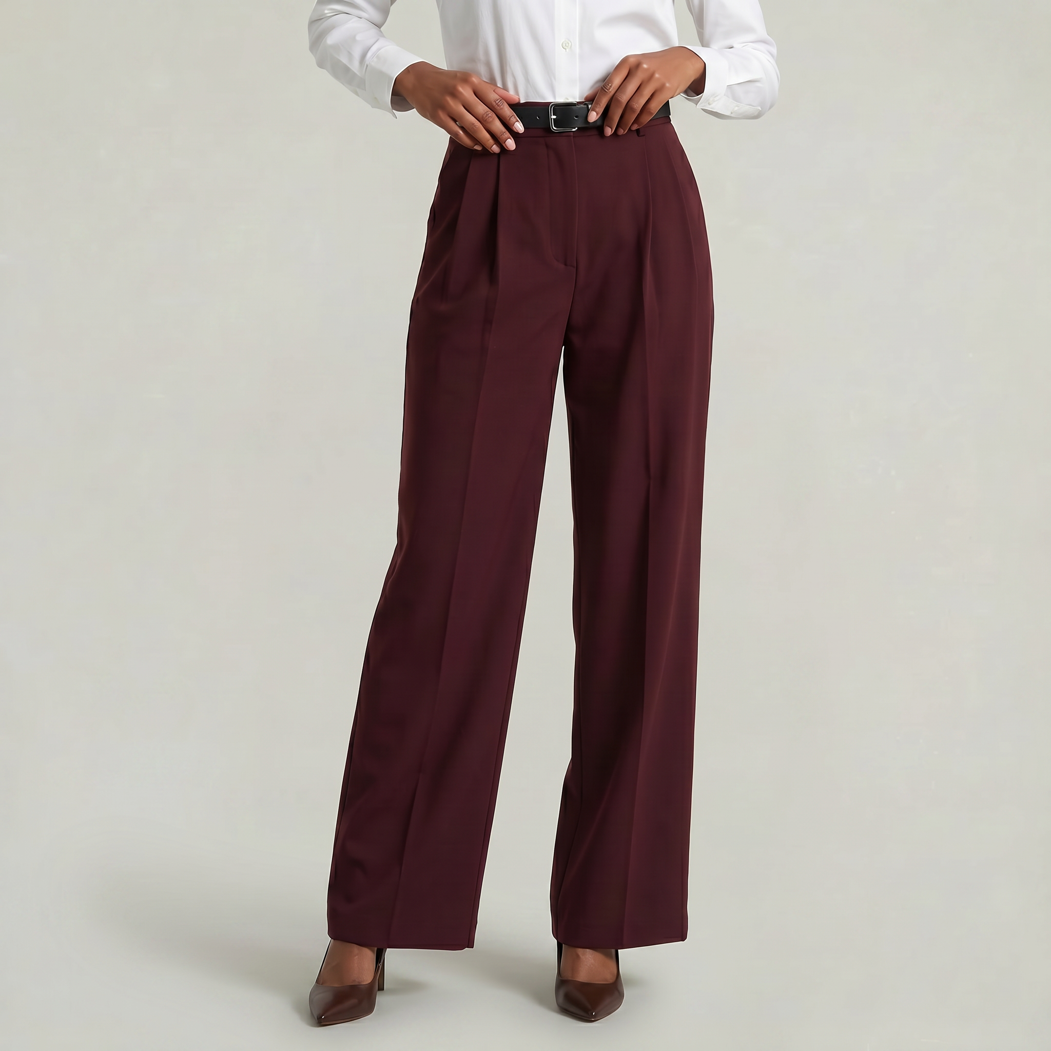 Women’s High Waist Wide Leg Trousers - Smart Casual Tailored Office Pants