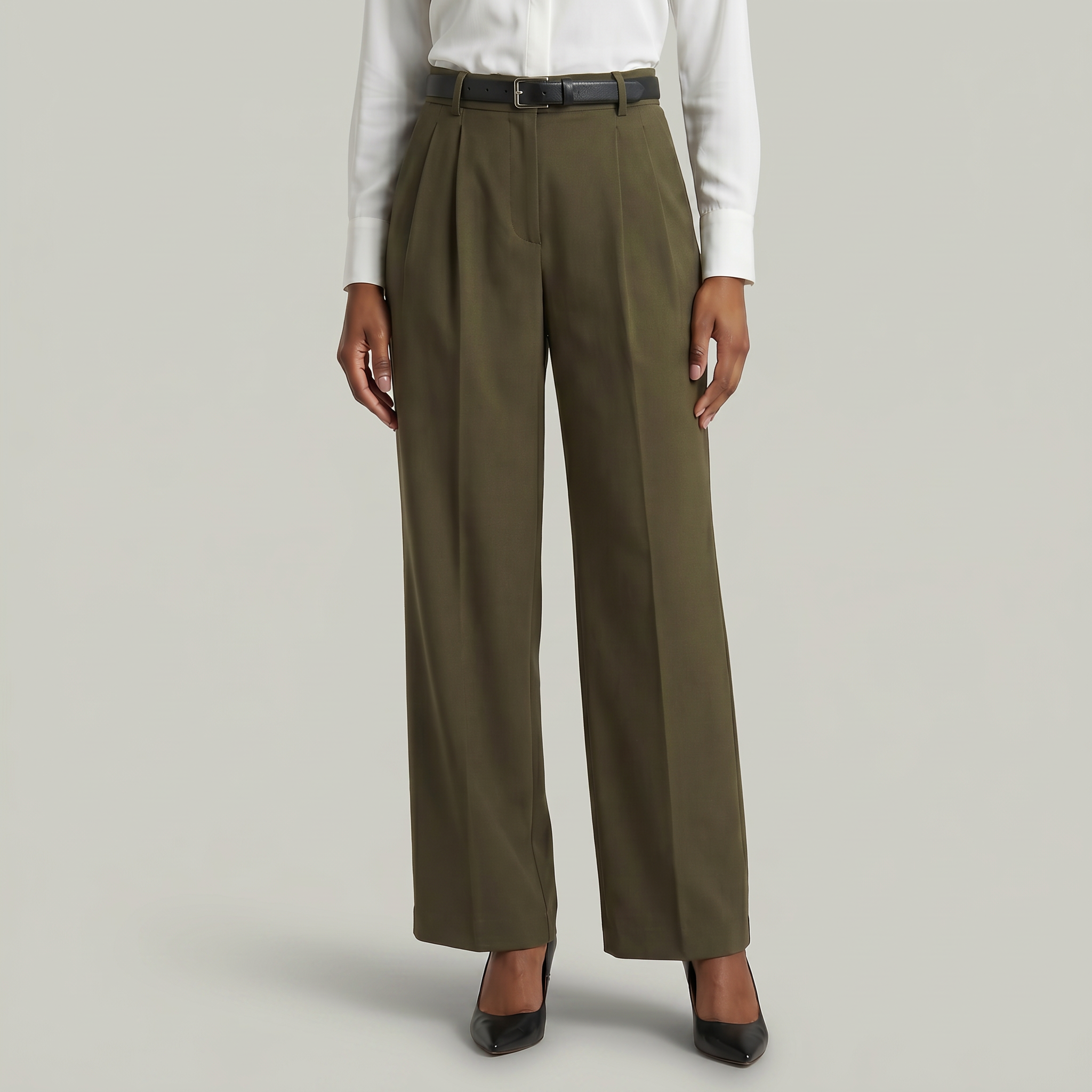Women’s High Waist Wide Leg Trousers - Smart Casual Tailored Office Pants