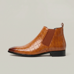 Men’s Croc-Texture Chelsea Boots - Dress Ankle Slip-On Fit
