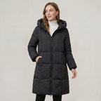 Women’s Quilted Puffer Coat - Long Hooded Regular Fit