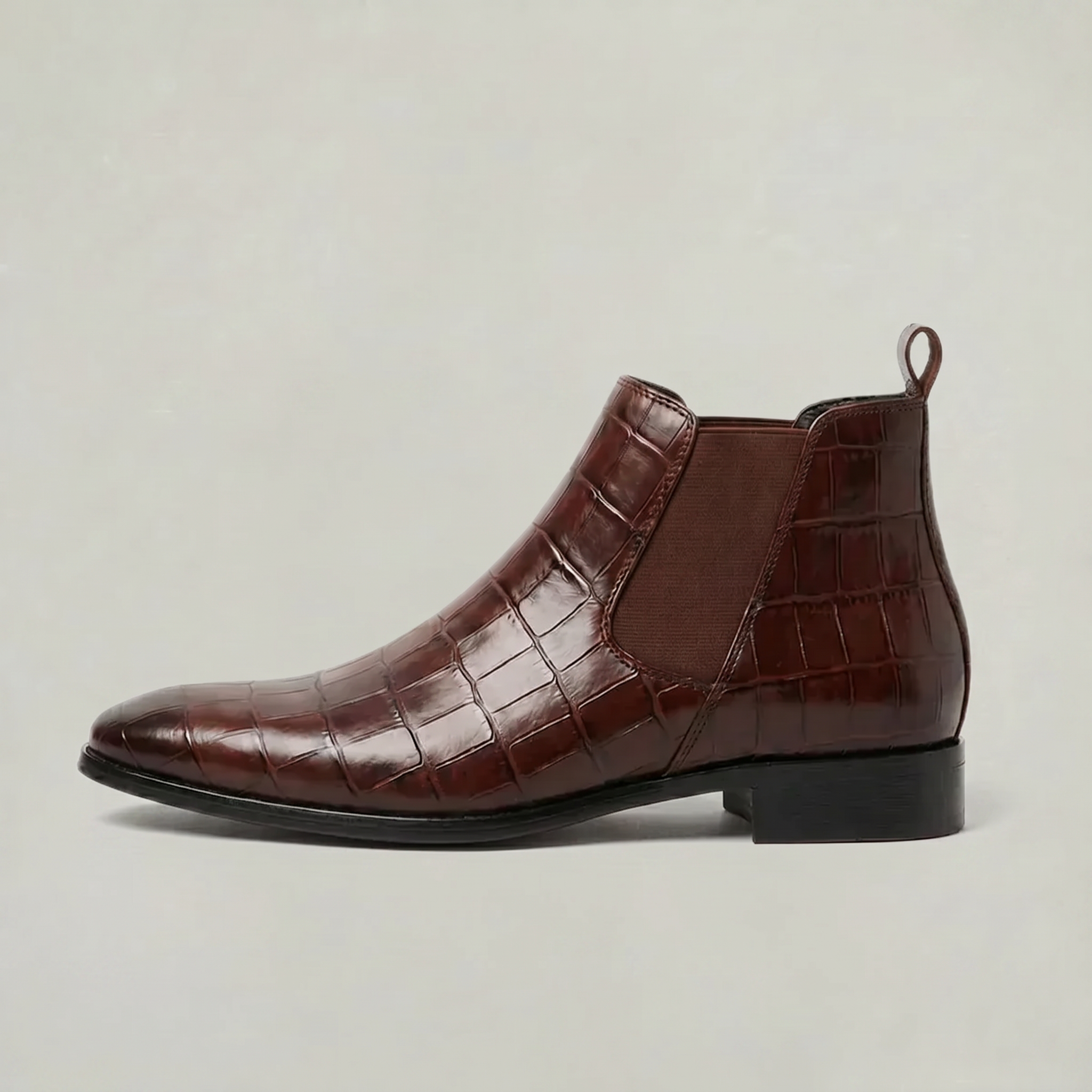 Men’s Croc-Texture Chelsea Boots - Dress Ankle Slip-On Fit