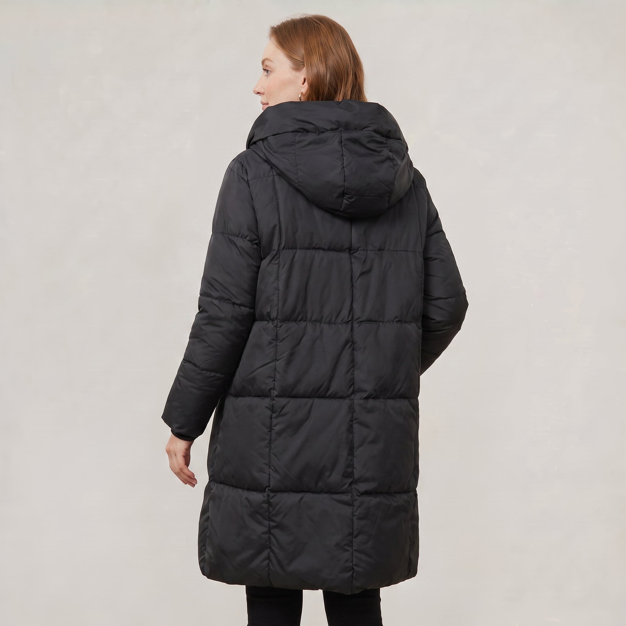 Women’s Quilted Puffer Coat - Long Hooded Regular Fit