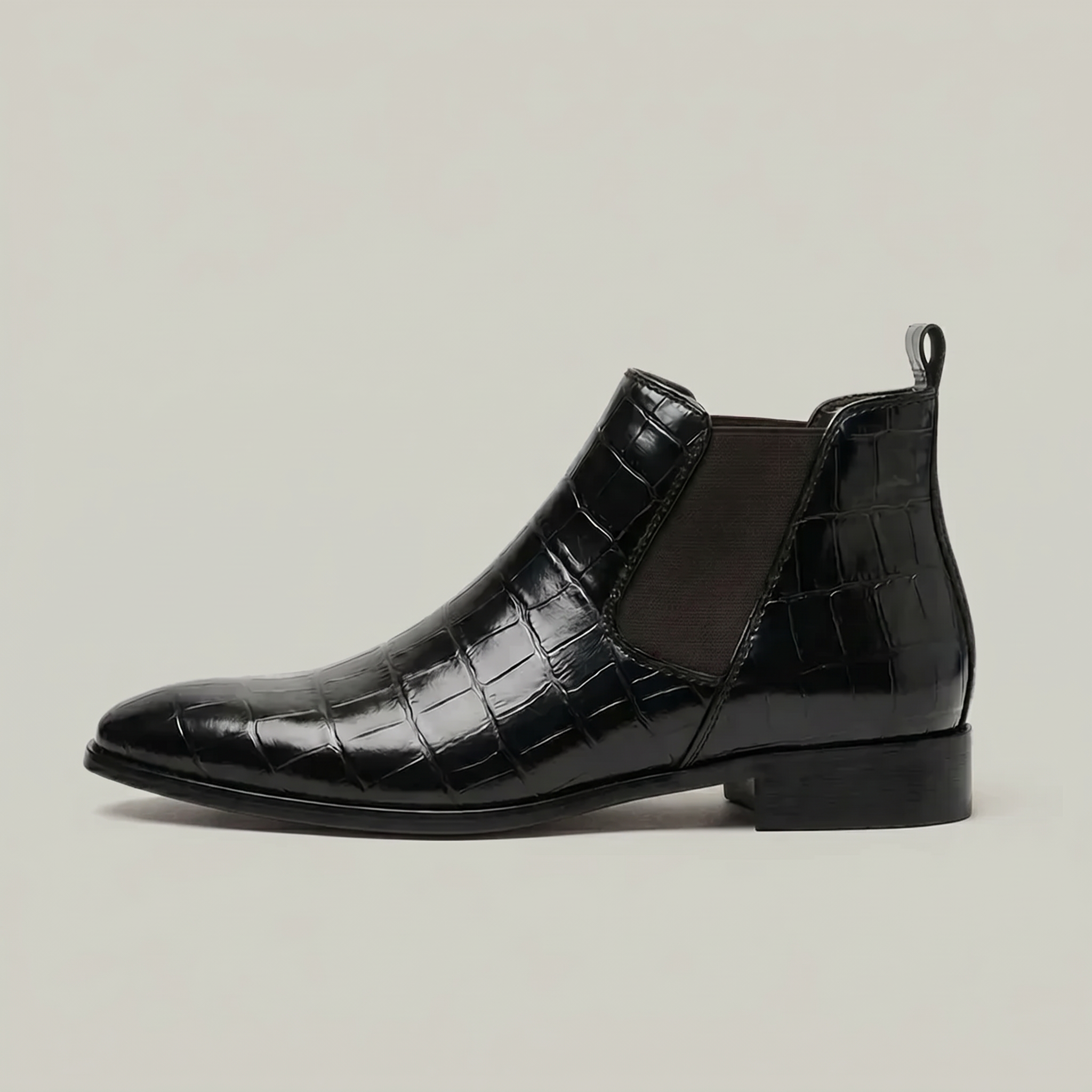 Men’s Croc-Texture Chelsea Boots - Dress Ankle Slip-On Fit