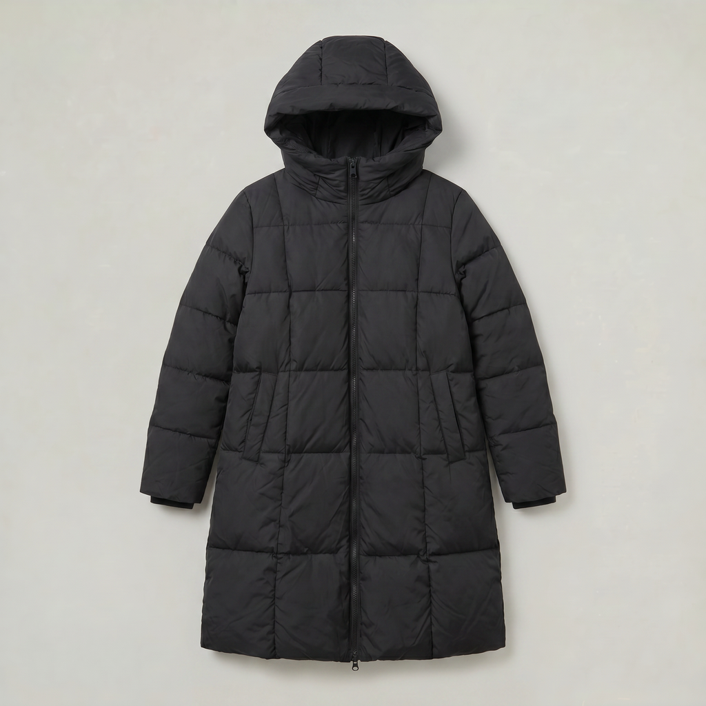 Women’s Quilted Puffer Coat - Long Hooded Regular Fit