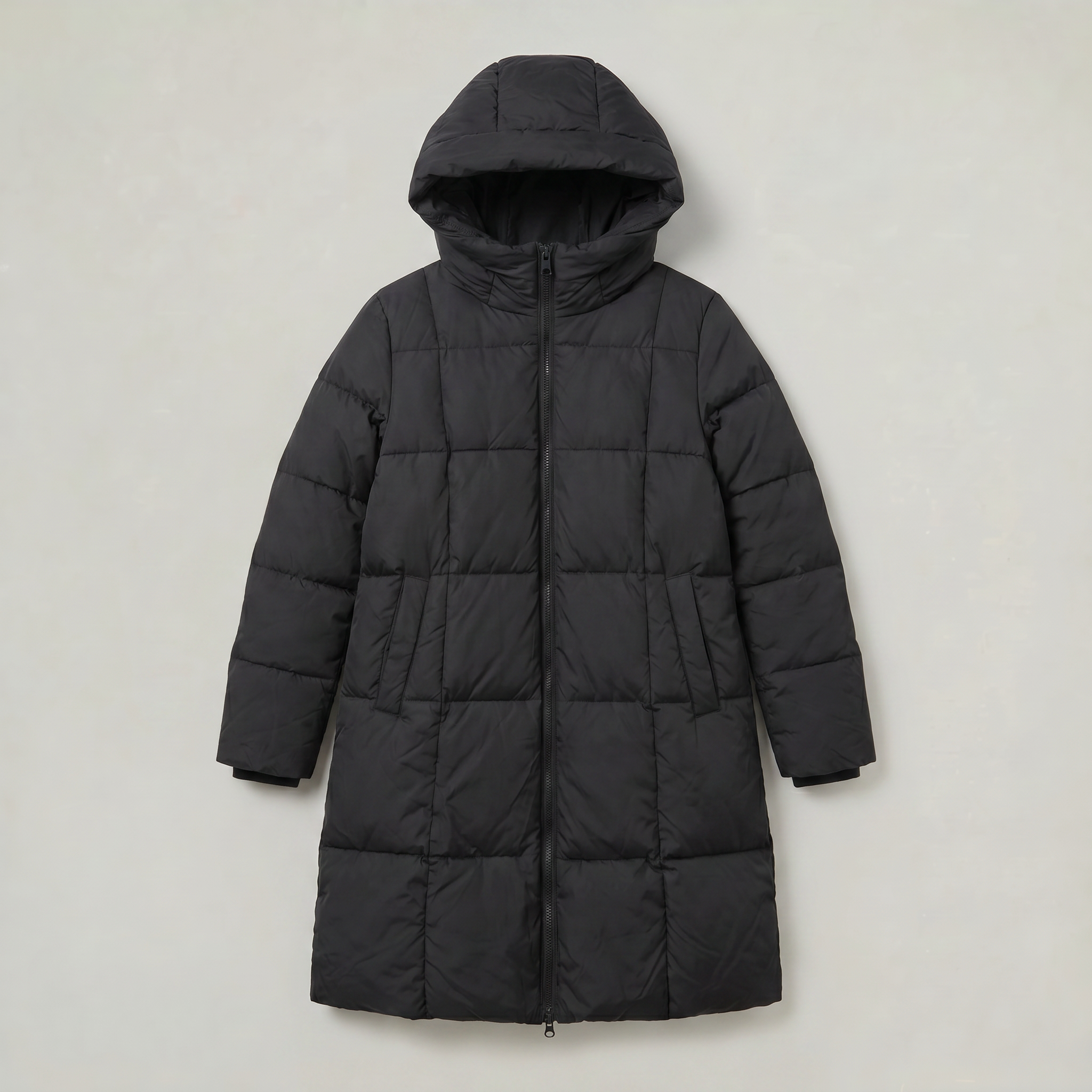 Women’s Quilted Puffer Coat - Long Hooded Regular Fit