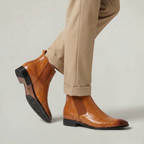 Men’s Croc-Texture Chelsea Boots - Dress Ankle Slip-On Fit