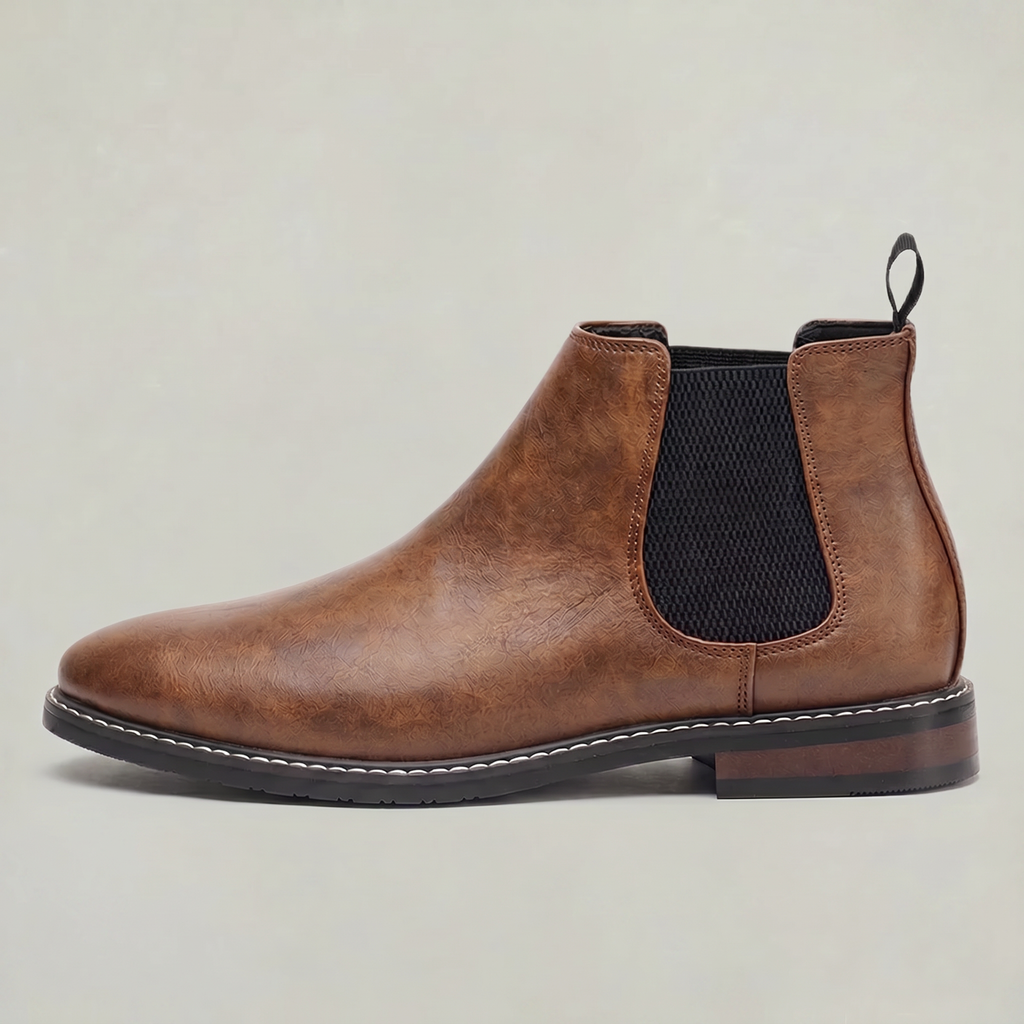 Men’s Leather Chelsea Boots - Classic Slip-On Ankle Fit