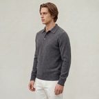 Men’s Long Sleeve Knit Polo - Collared Quarter Zip Sweater