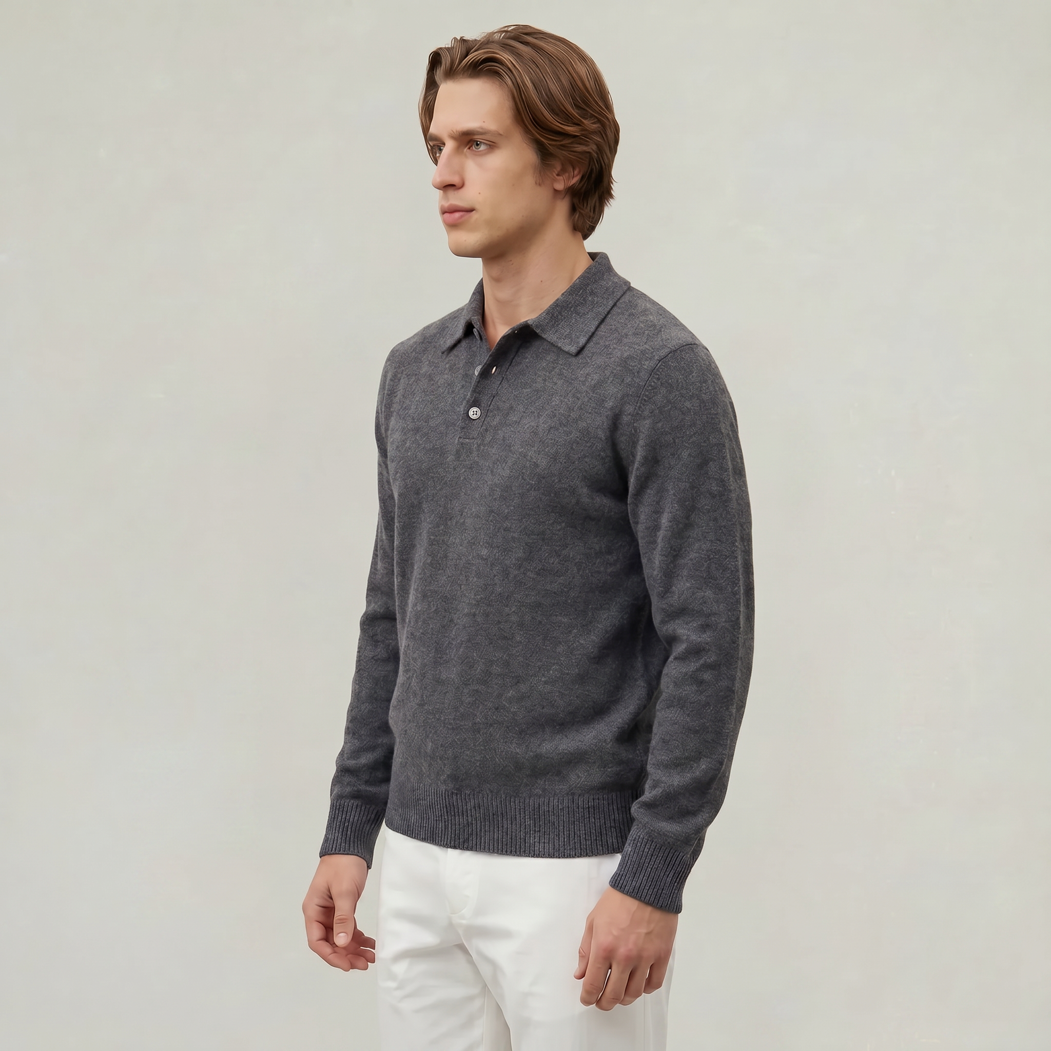 Men’s Long Sleeve Knit Polo - Collared Quarter Zip Sweater