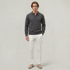 Men’s Long Sleeve Knit Polo - Collared Quarter Zip Sweater