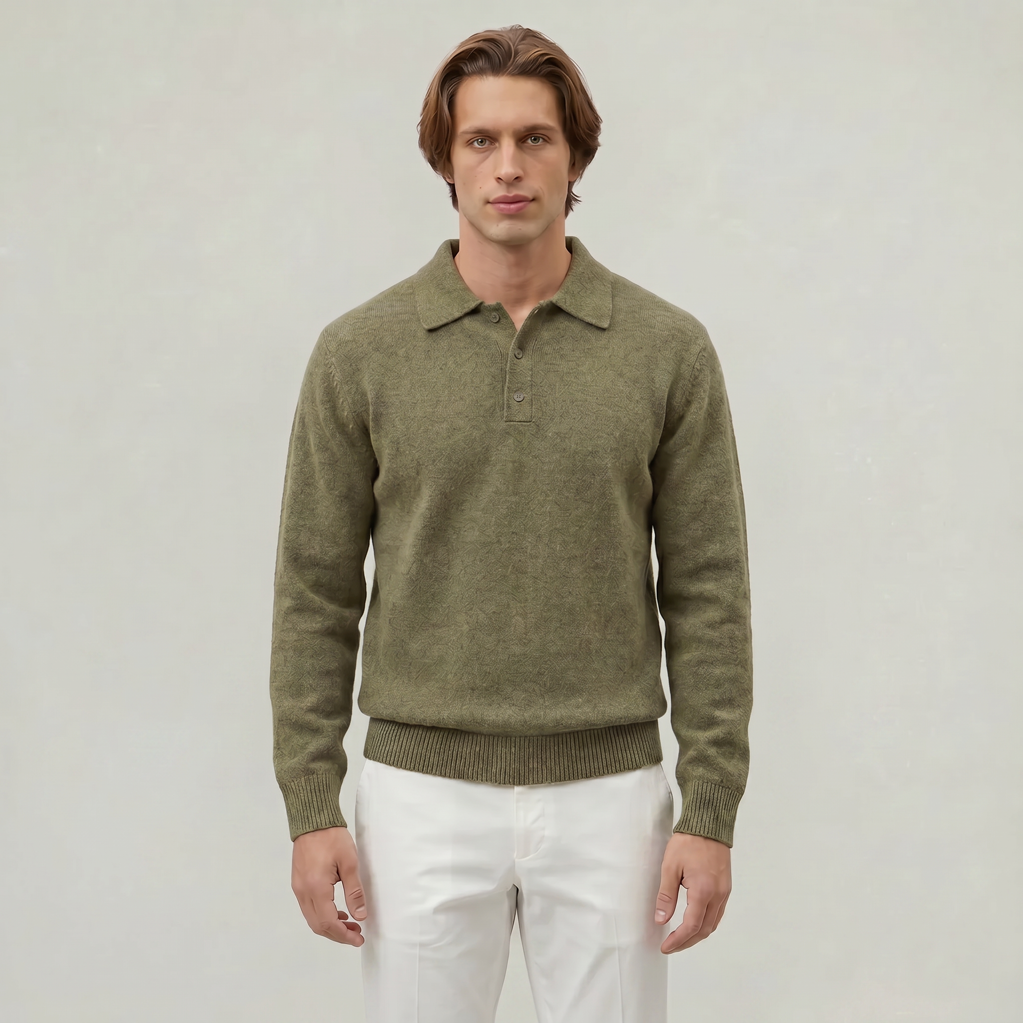 Men’s Long Sleeve Knit Polo - Collared Quarter Zip Sweater