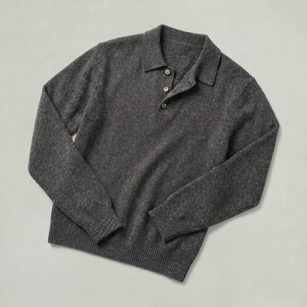 Men’s Long Sleeve Knit Polo - Collared Quarter Zip Sweater