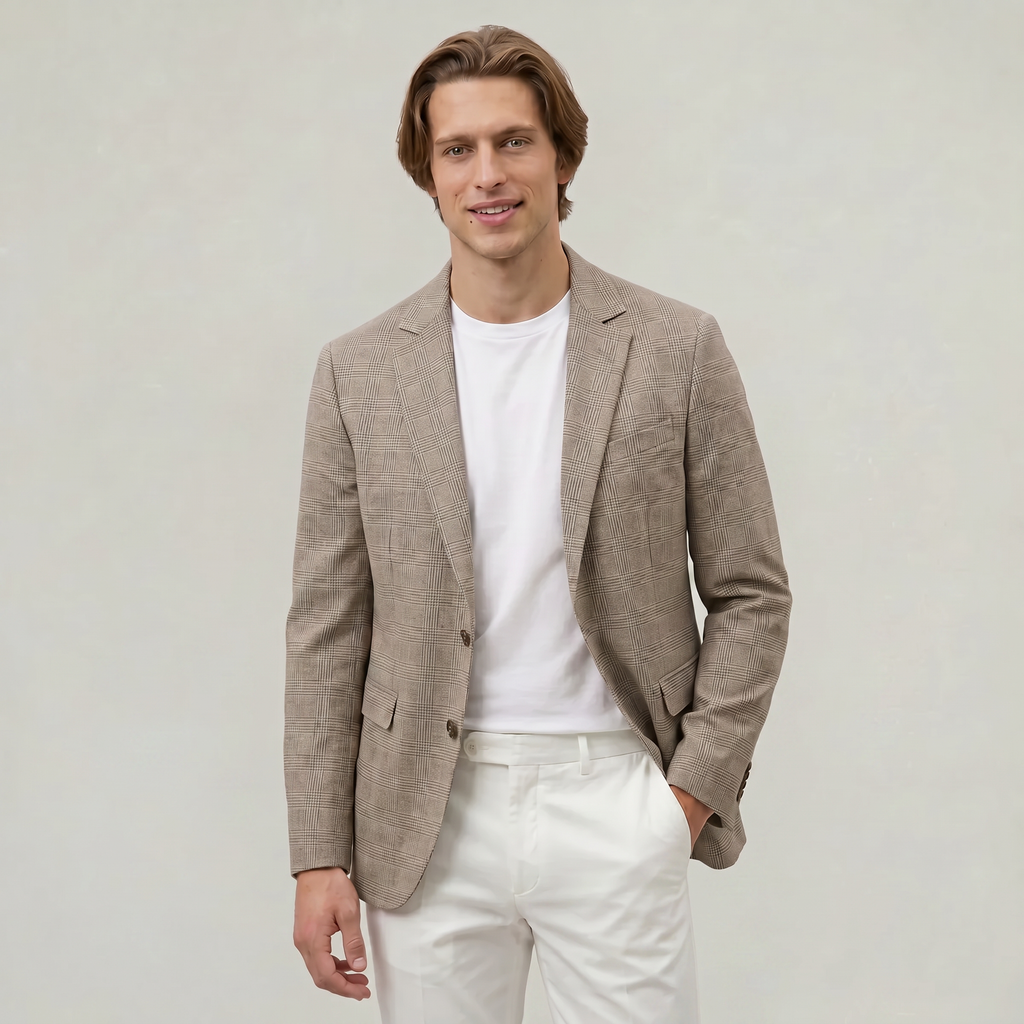 Men’s Wool Tweed Blazer - Single Button Tailored Fit