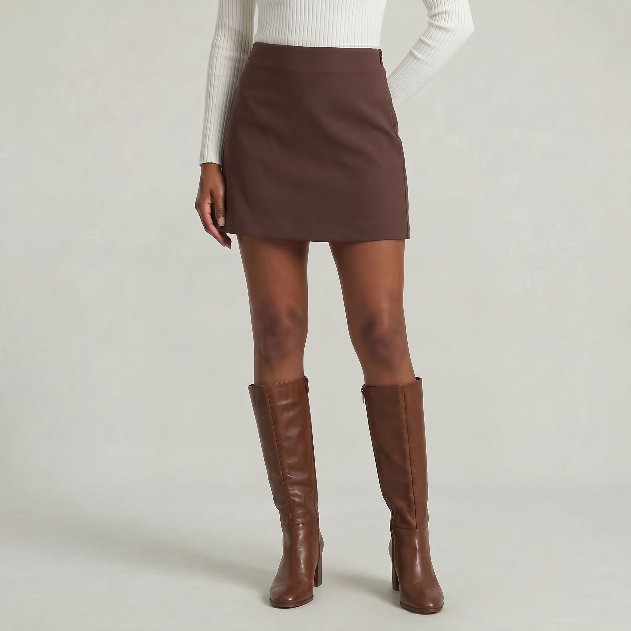 Women’s Solid Skort - High Waist Side Zipper Mini Shorts Skirt