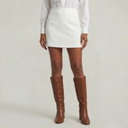 Women’s Solid Skort - High Waist Side Zipper Mini Shorts Skirt