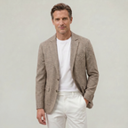 Men’s Wool Tweed Blazer - Single Button Tailored Fit