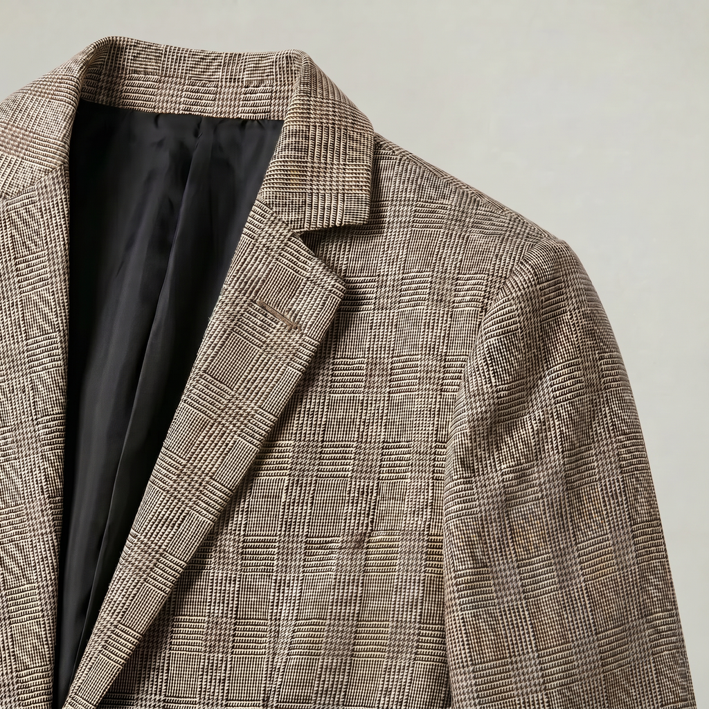 Men’s Wool Tweed Blazer - Single Button Tailored Fit