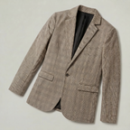 Men’s Wool Tweed Blazer - Single Button Tailored Fit