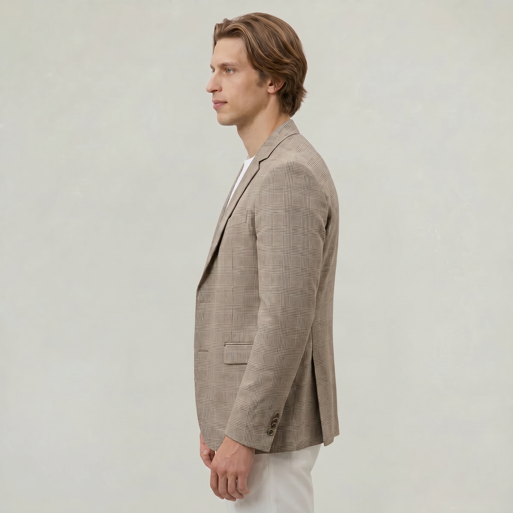 Men’s Wool Tweed Blazer - Single Button Tailored Fit