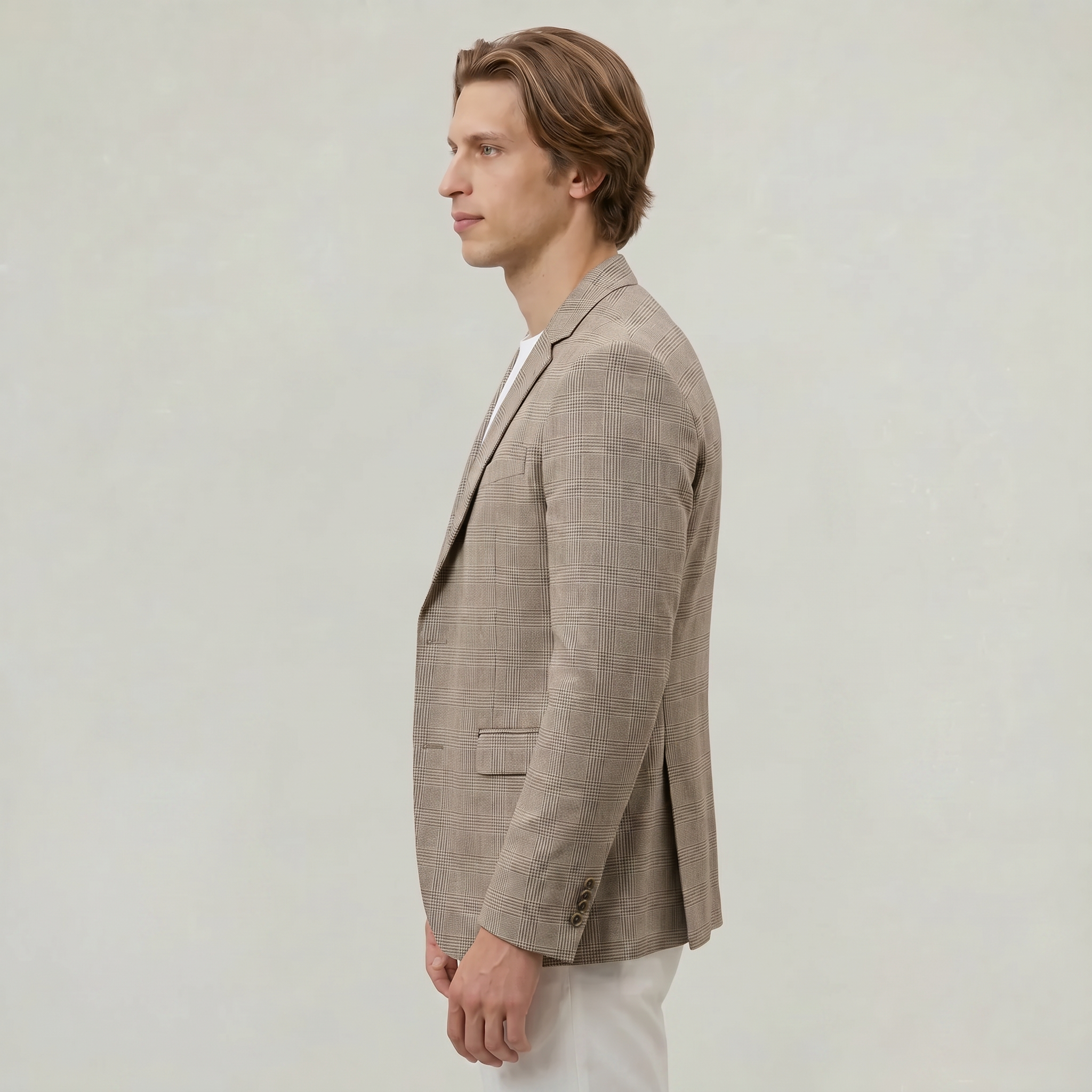 Men’s Wool Tweed Blazer - Single Button Tailored Fit