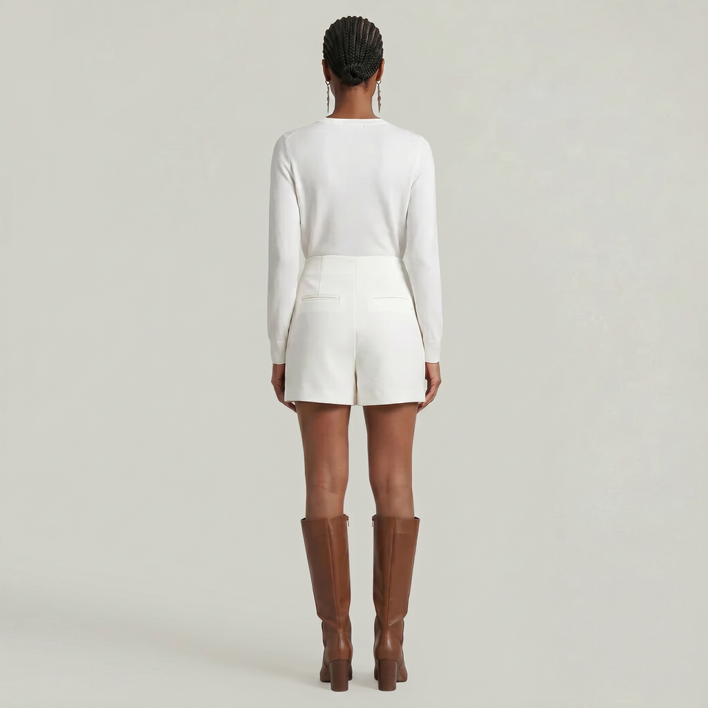Women’s Solid Skort - High Waist Side Zipper Mini Shorts Skirt