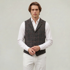 Men’s Tweed Vest - Fitted Waistcoat Wool Fit