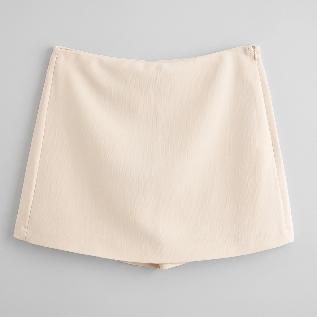 Women’s Solid Skort - High Waist Side Zipper Mini Shorts Skirt