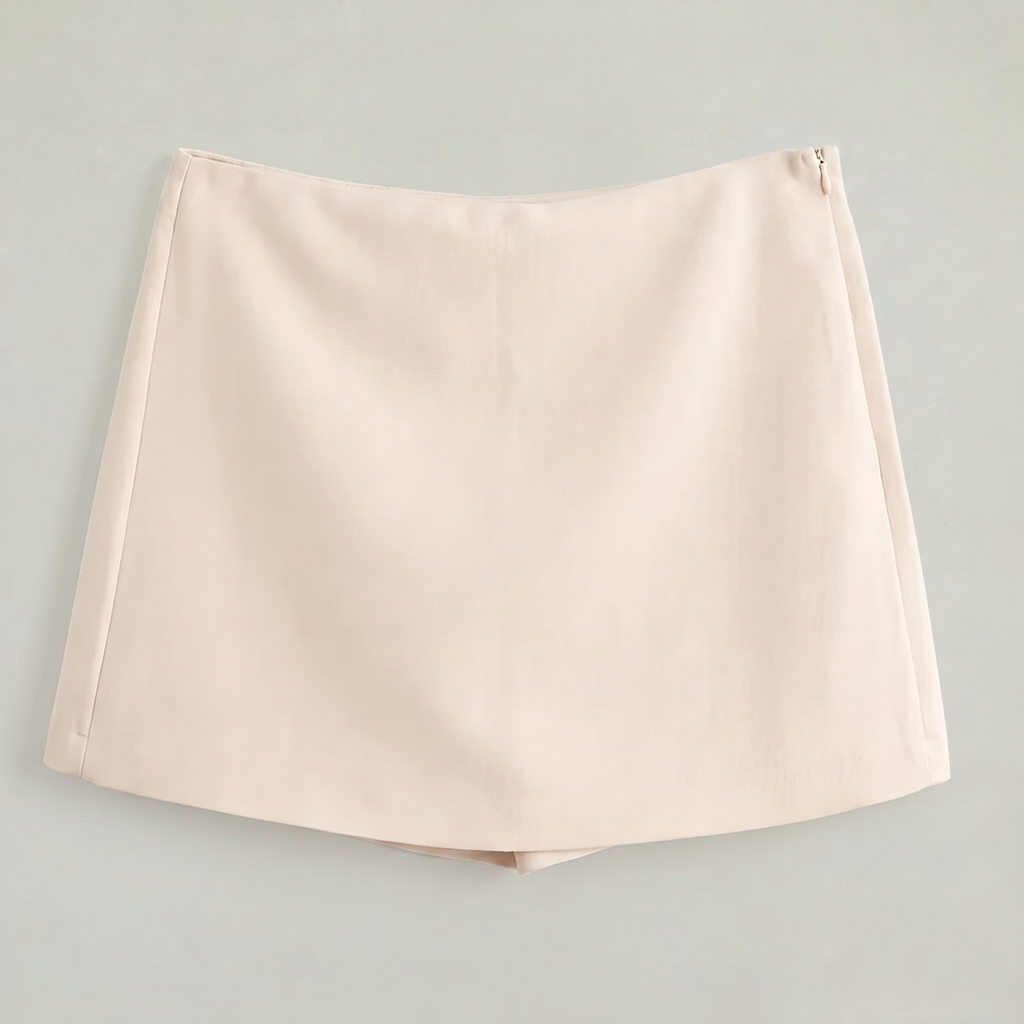 Women’s Solid Skort - High Waist Side Zipper Mini Shorts Skirt