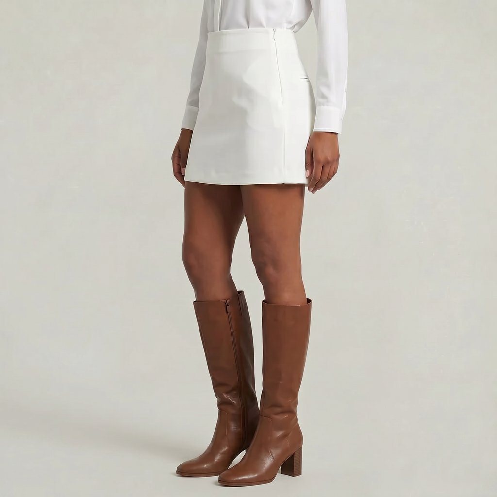 Women’s Solid Skort - High Waist Side Zipper Mini Shorts Skirt