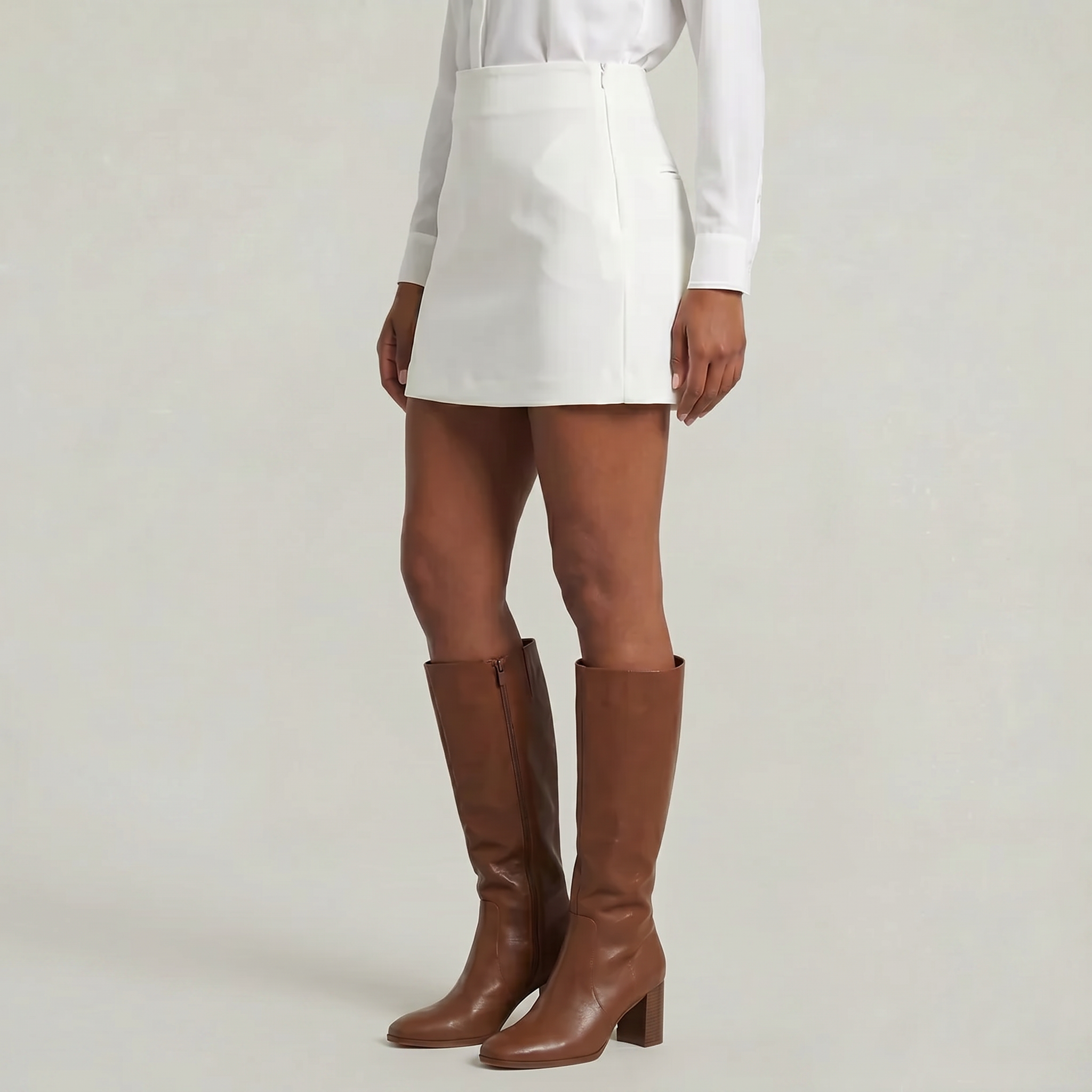 Women’s Solid Skort - High Waist Side Zipper Mini Shorts Skirt