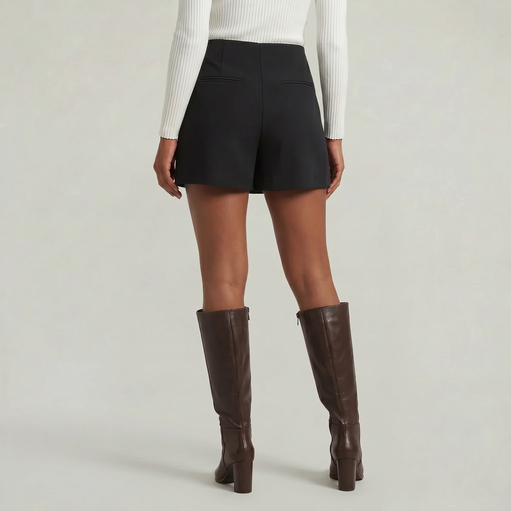 Women’s Solid Skort - High Waist Side Zipper Mini Shorts Skirt