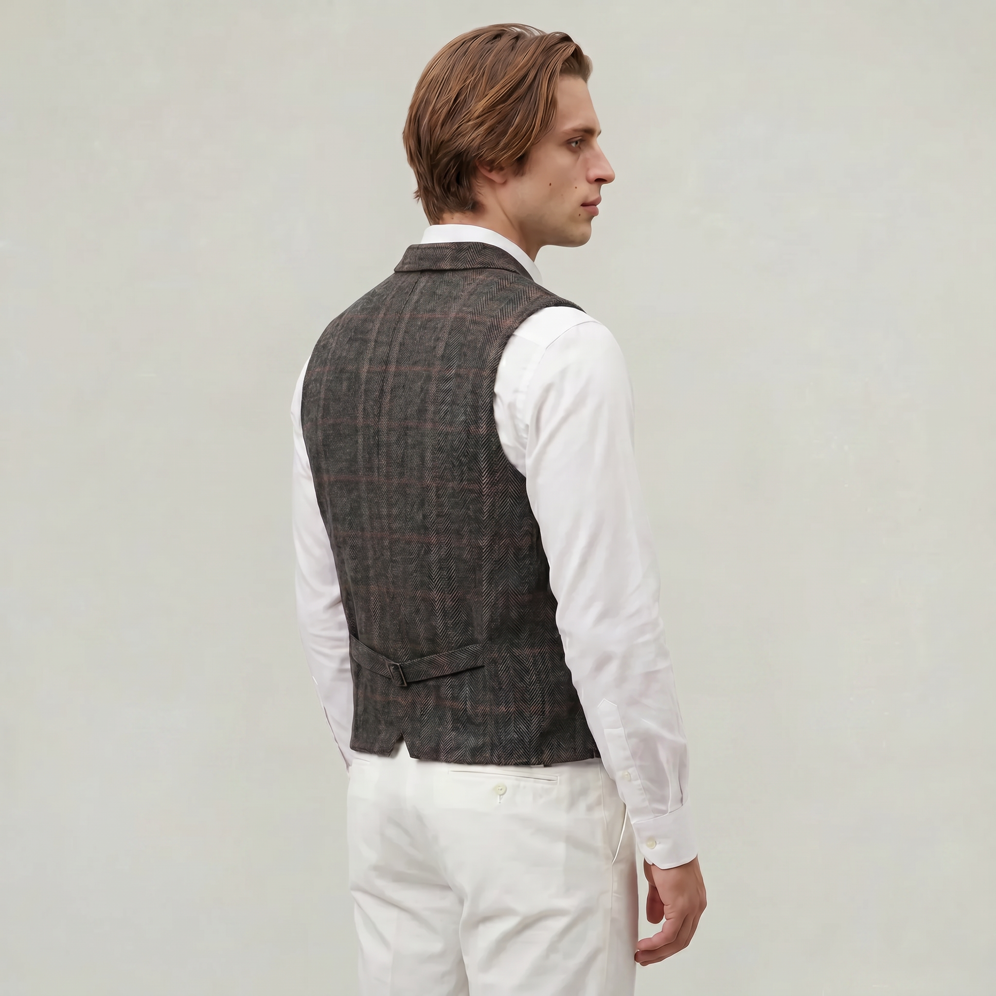 Men’s Tweed Vest - Fitted Waistcoat Wool Fit