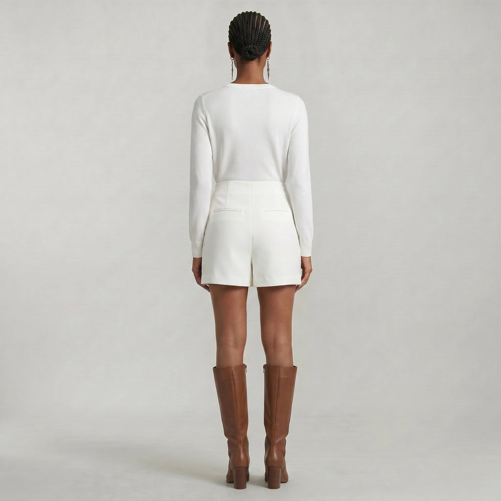 Women’s Solid Skort - High Waist Side Zipper Mini Shorts Skirt