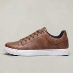 Men’s Casual Leather Sneakers - Lace Up Everyday Shoes