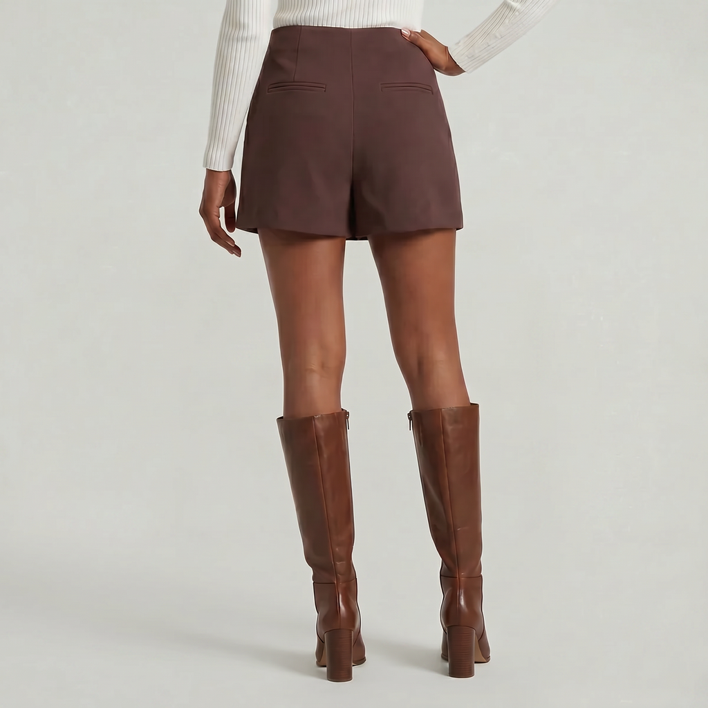Women’s Solid Skort - High Waist Side Zipper Mini Shorts Skirt