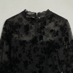 Women’s Black Lace Midi Dress - Long Sleeve Fitted Fit