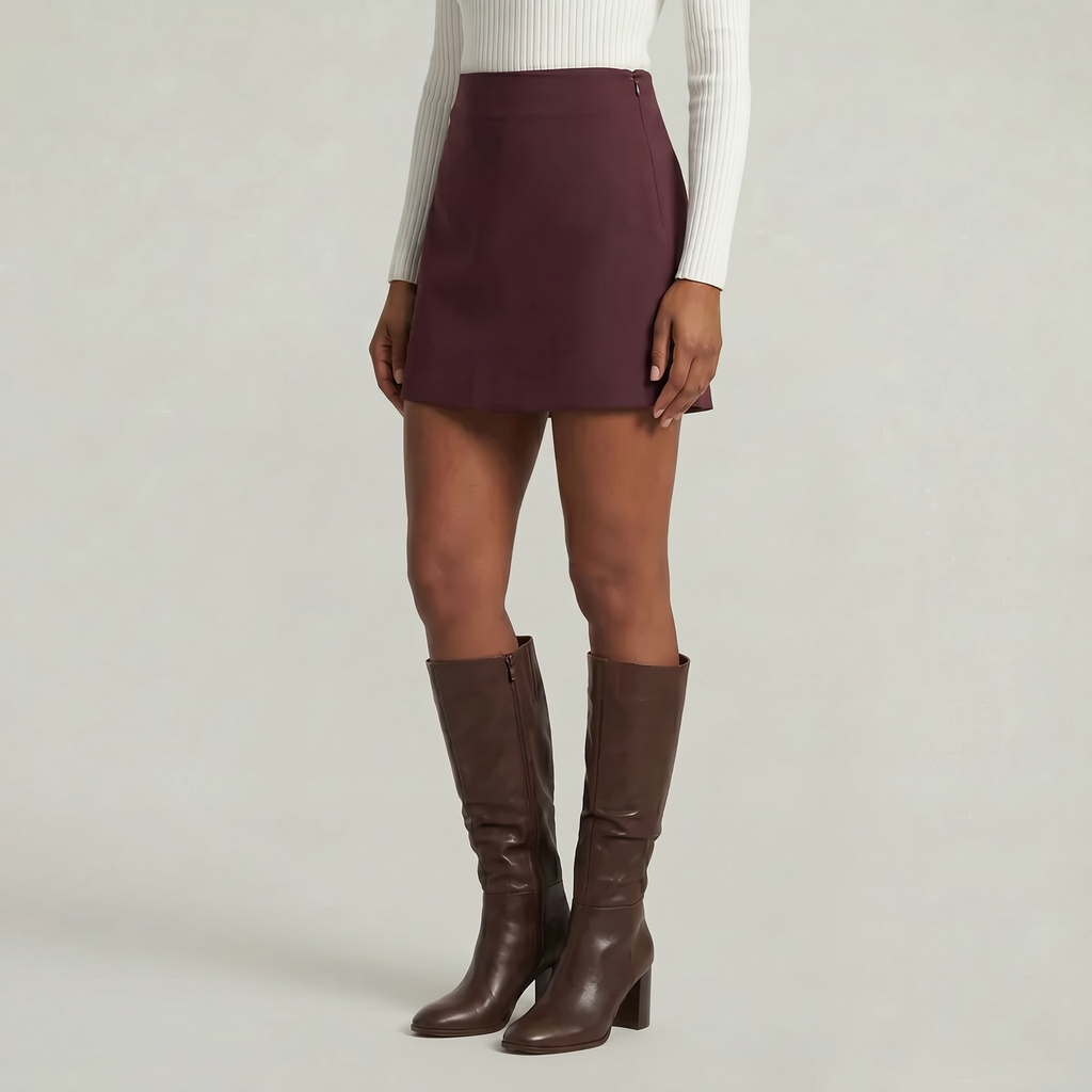 Women’s Solid Skort - High Waist Side Zipper Mini Shorts Skirt