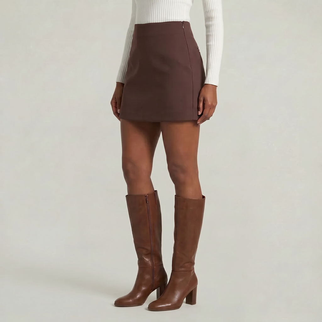 Women’s Solid Skort - High Waist Side Zipper Mini Shorts Skirt