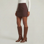 Women’s Solid Skort - High Waist Side Zipper Mini Shorts Skirt
