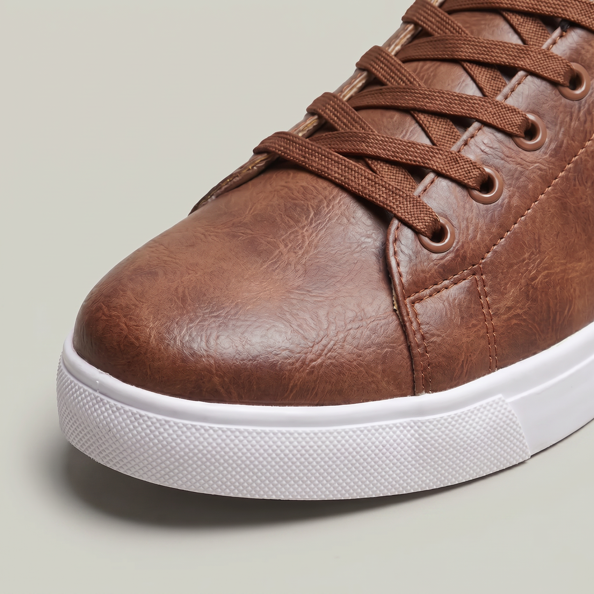Men’s Casual Leather Sneakers - Lace Up Everyday Shoes