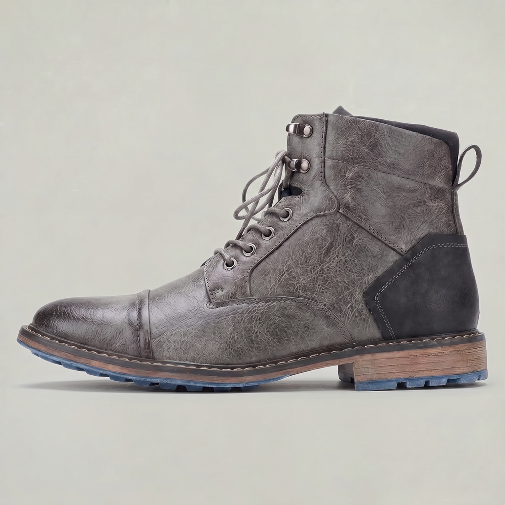 Men’s Rugged Lace Up Ankle Boots - Casual Leather Boots