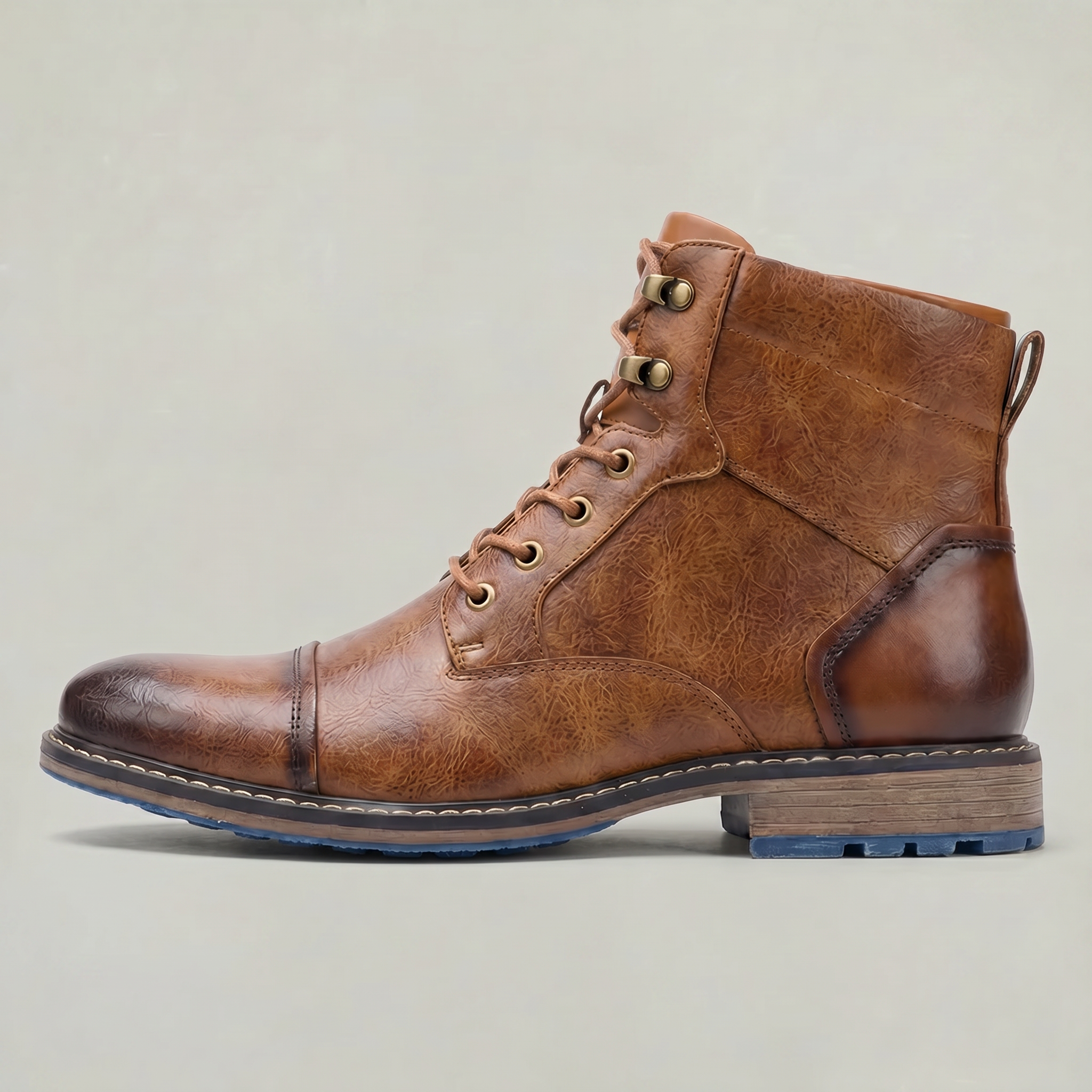 Men’s Rugged Lace Up Ankle Boots - Casual Leather Boots