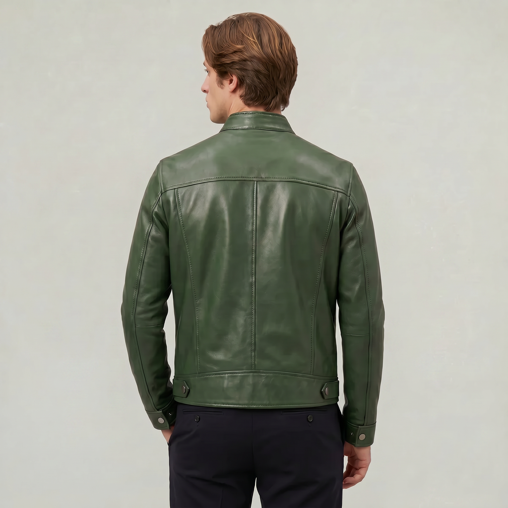 Men's Faux Leather Biker Jacket - Slim Fit Moto Racer Zip Up Jacket