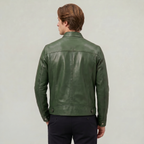 Men's Faux Leather Biker Jacket - Slim Fit Moto Racer Zip Up Jacket