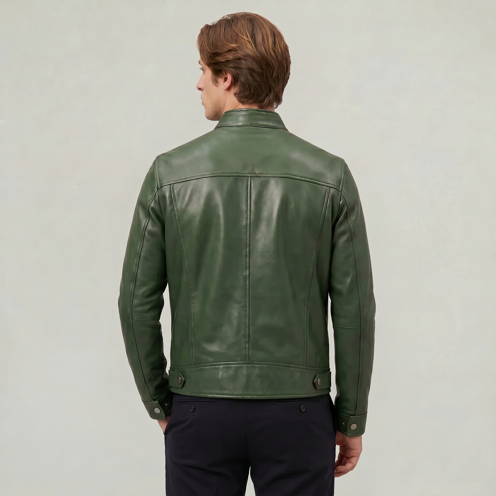 Men's Faux Leather Biker Jacket - Slim Fit Moto Racer Zip Up Jacket