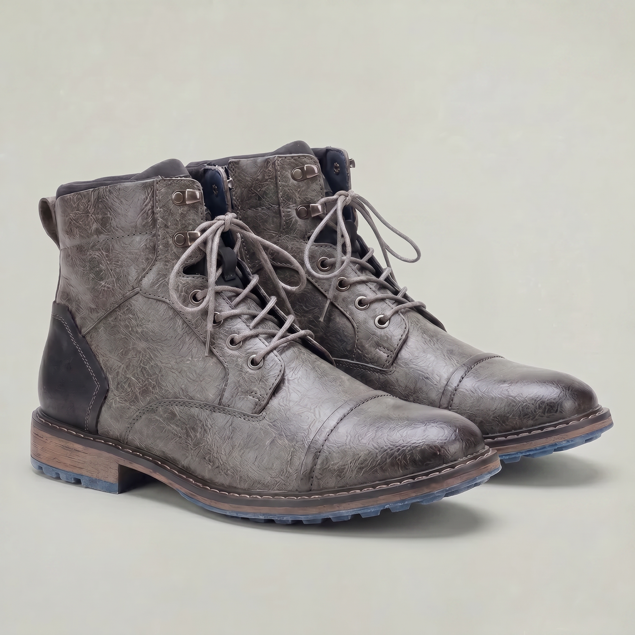 Men’s Rugged Lace Up Ankle Boots - Casual Leather Boots