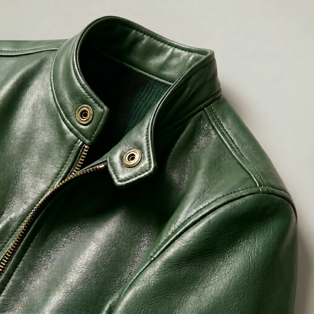 Men's Faux Leather Biker Jacket - Slim Fit Moto Racer Zip Up Jacket