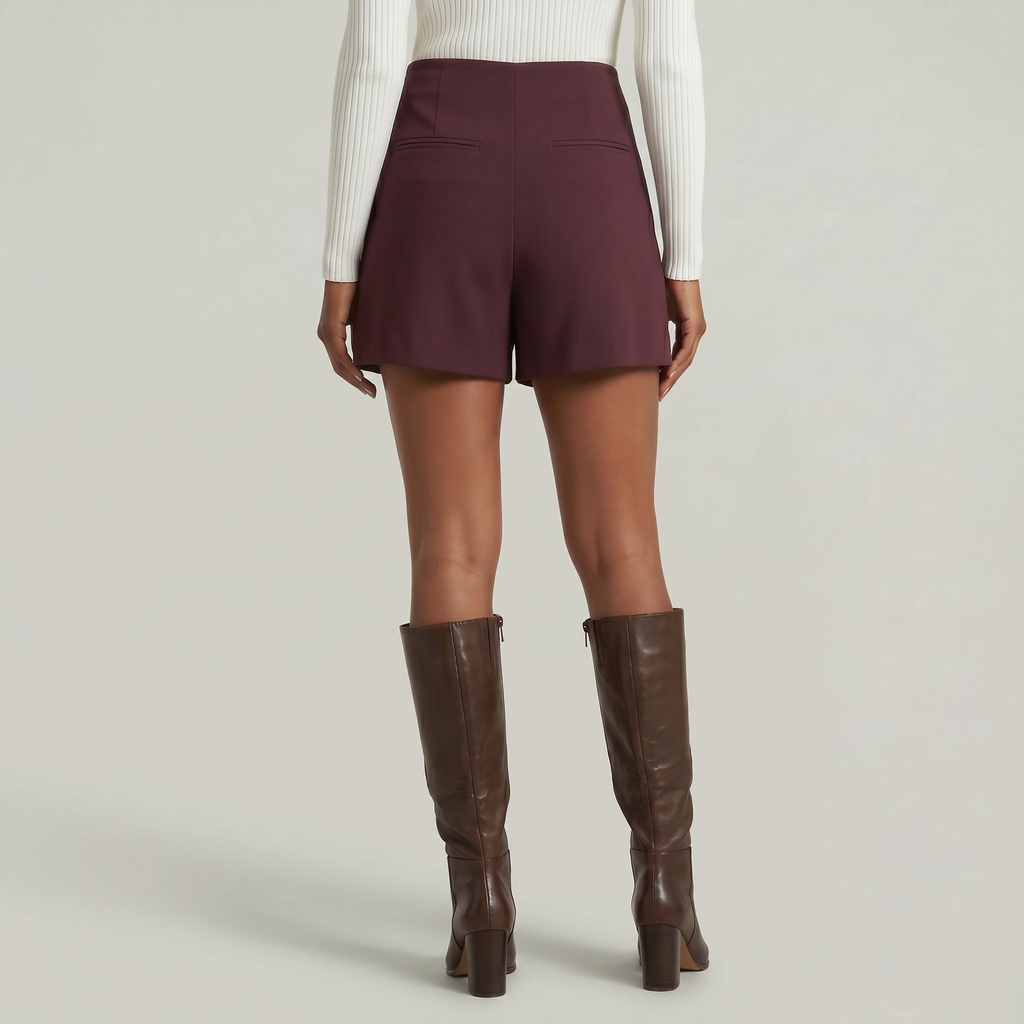 Women’s Solid Skort - High Waist Side Zipper Mini Shorts Skirt