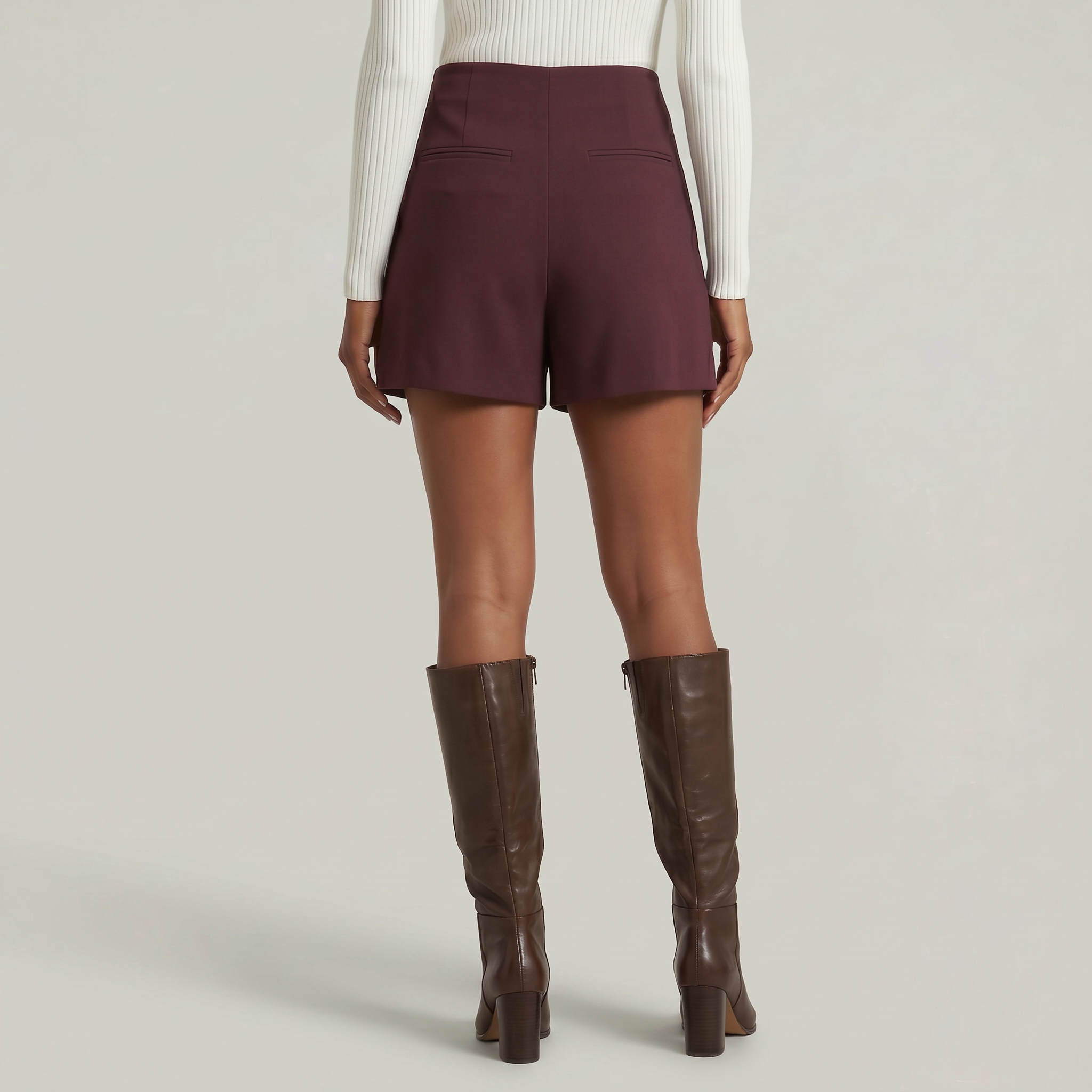 Women’s Solid Skort - High Waist Side Zipper Mini Shorts Skirt