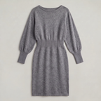 Women’s Knit Sweater Dress - Lantern Sleeve Waist Cinched Fit